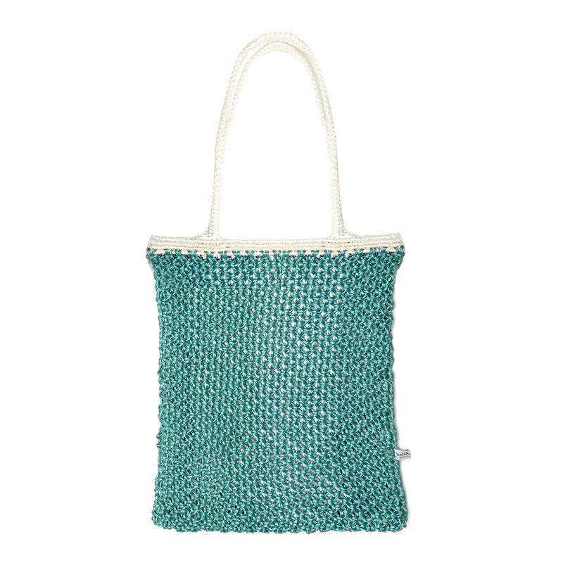 Bell & Fox Kiyana Hand Woven Macrame Bag in Aqua and White