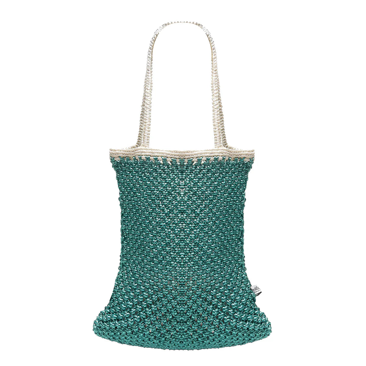 Bell & Fox Kiyana Hand Woven Macrame Bag in Aqua and White