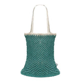 Bell & Fox Kiyana Hand Woven Macrame Bag in Aqua and White