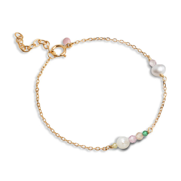 Enamel Sofia Bracelet in Light Pink & Green - B136G