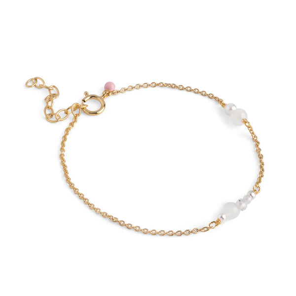 Enamel Sofia Bracelet in White Pearl - B136G