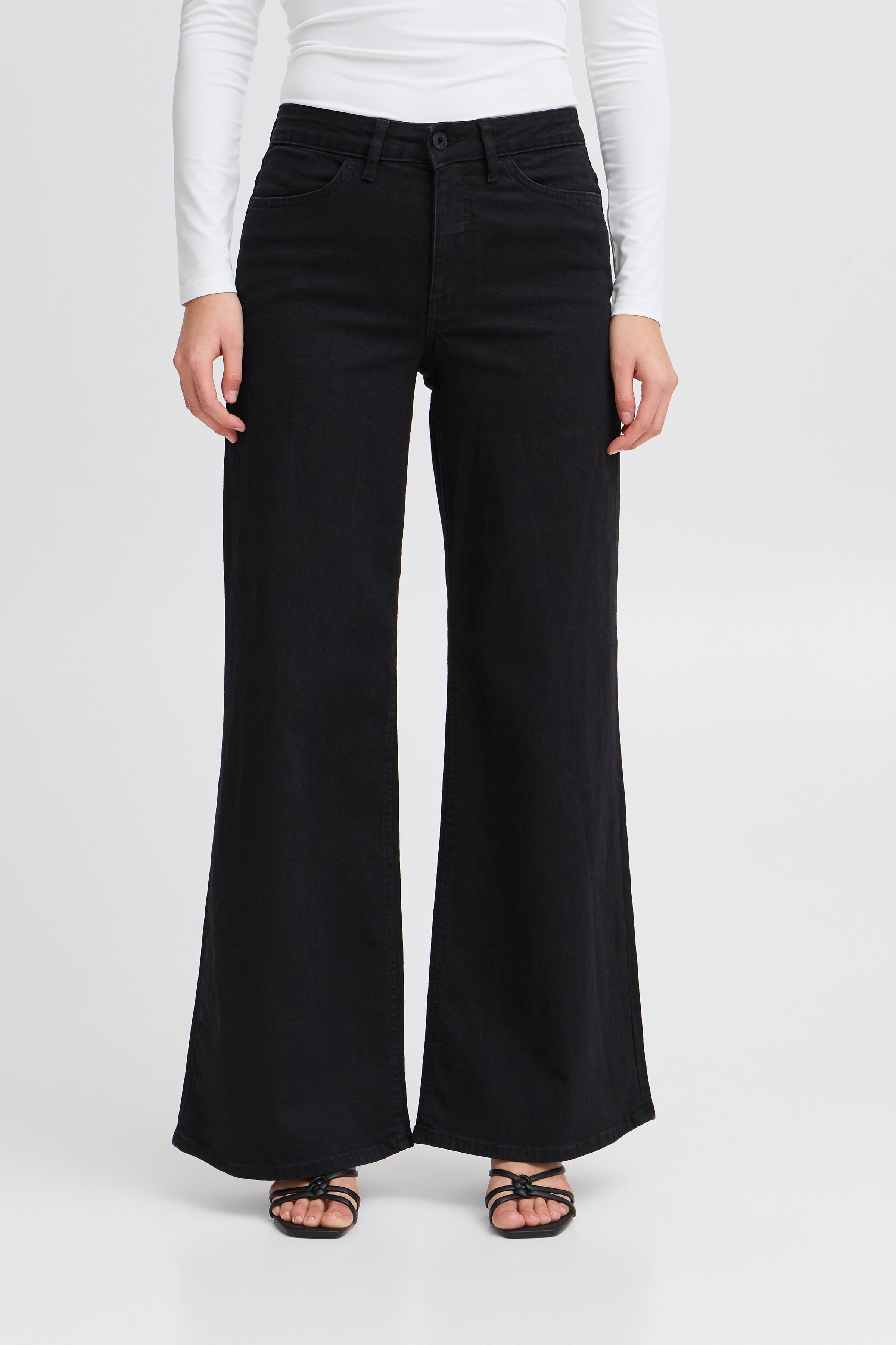 Ichi Twiggy Wide Leg Jeans-Black-20119022