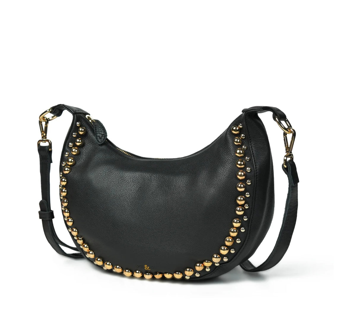 Bell & Fox- Robyn studded crossbody- black leather