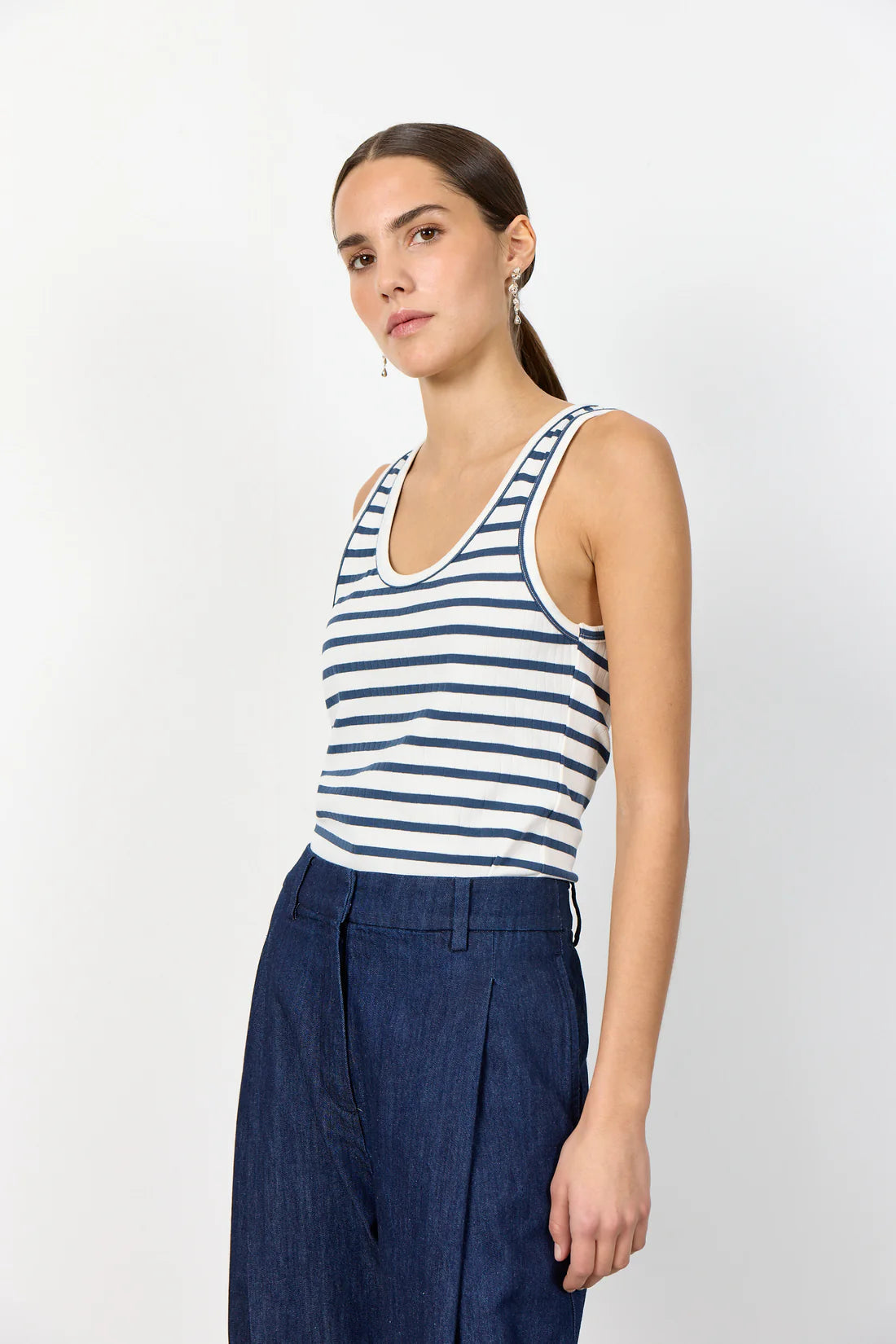 Levete Room Neddie 5 Sleeveless Top in Navy Stripe