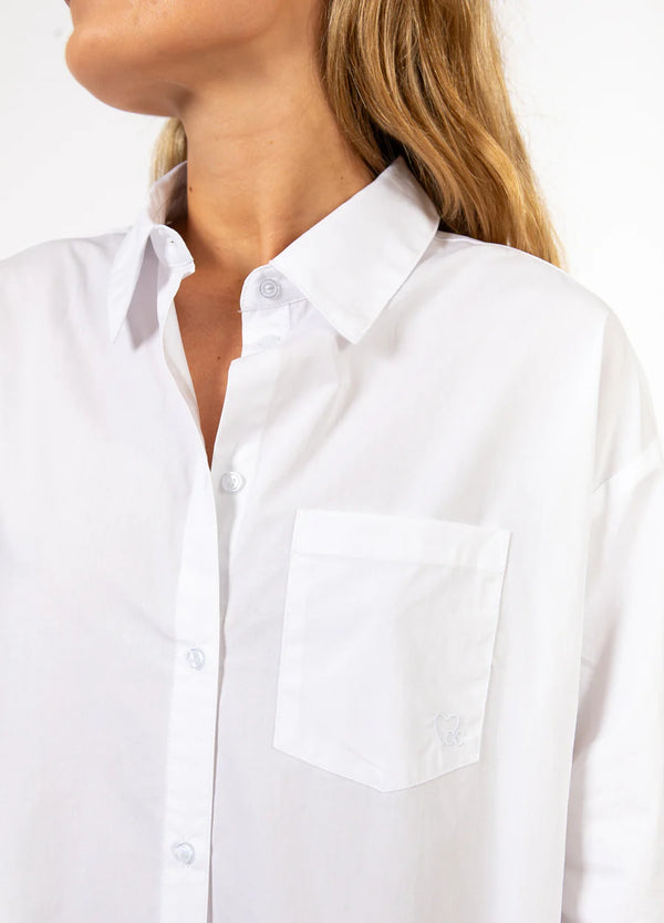Coster Copenhagen Heart Kiara Long Shirt Dress in White - CCH5265 -254