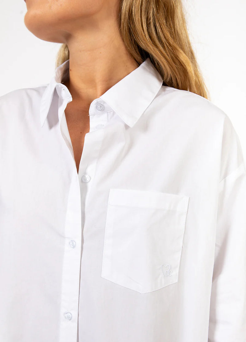 Coster Copenhagen Heart Kiara Long Shirt Dress in White - CCH5265 -254