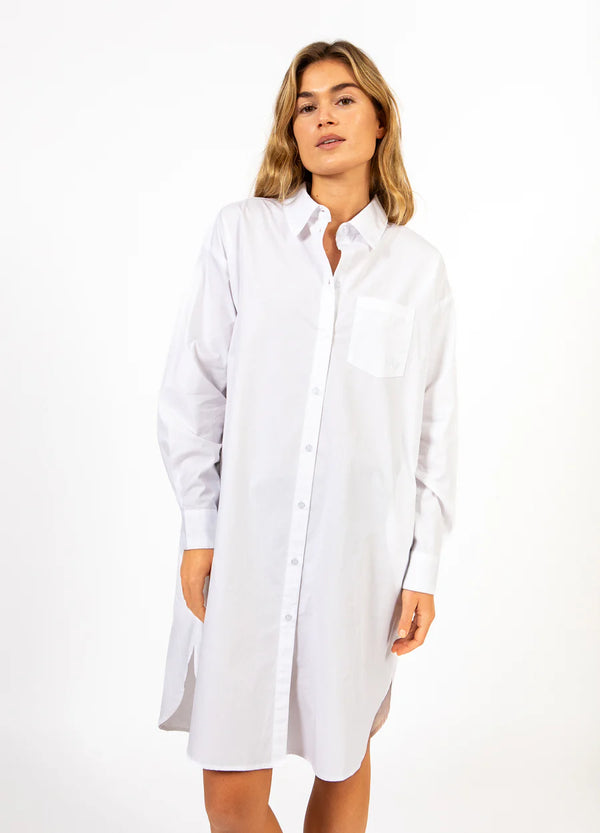 Coster Copenhagen Heart Kiara Long Shirt Dress in White - CCH5265 -254