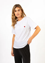 Coster Copenhagen Heart Kiss Mid Sleeve T-Shirt in White - CCH1198-254