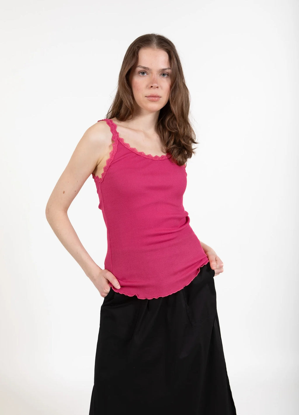 Coster Copenhagen Heart Poppy Silk Lace Cami in Berry