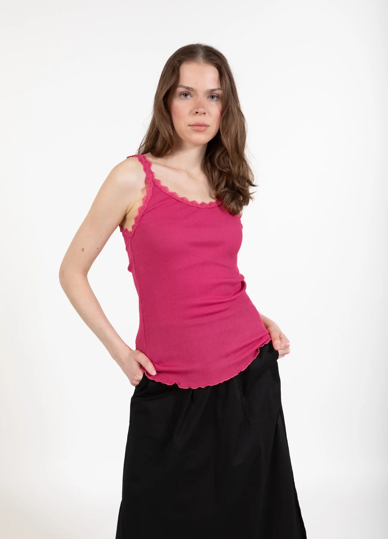 Coster Copenhagen Heart Poppy Silk Lace Cami in Berry