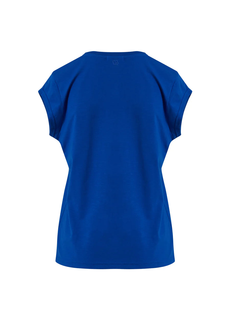 Coster Copenhagen Heart V Neck T-Shirt in Electric Blue