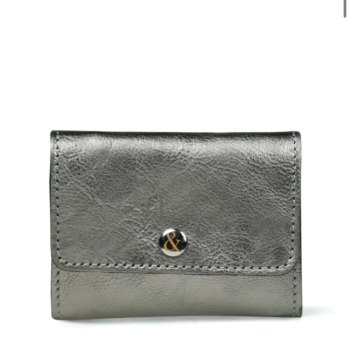 Bell & Fox Amelie Popper Card Holder Purse in Gunmetal Leather