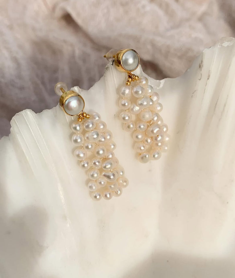 IBU Jewels Pearl Bunch Earrings-EM