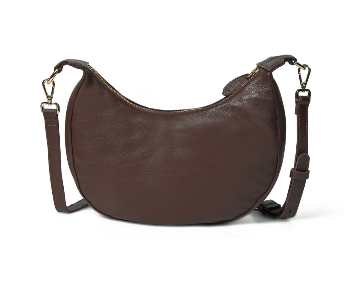 Bell & Fox- Robyn studded crossbody- Chocolate Brown Leather