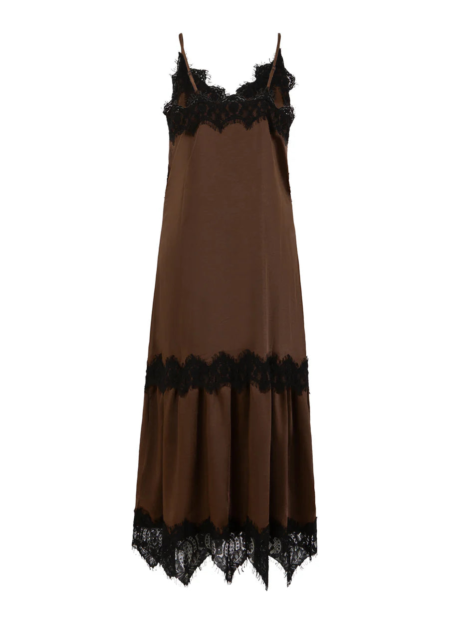 Coster Copenhagen Dress in Chocolate with Lace Detail
