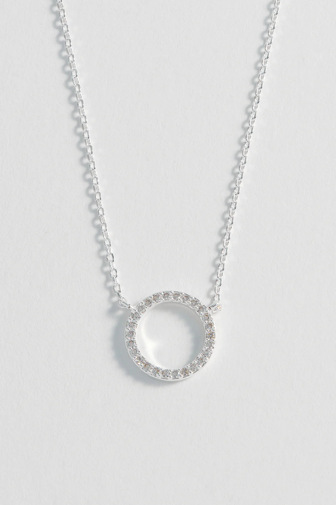 Estella Bartlett-Large Pave Set Circle Cz Necklace-Silver Plated-EB2487C