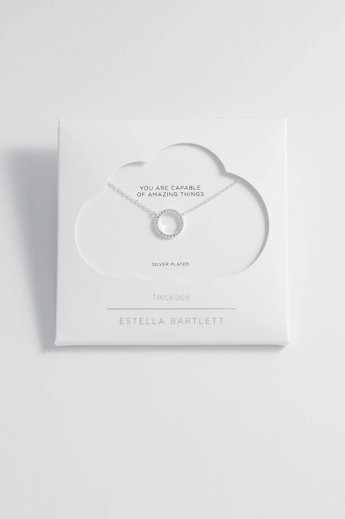 Estella Bartlett-Large Pave Set Circle Cz Necklace-Silver Plated-EB2487C
