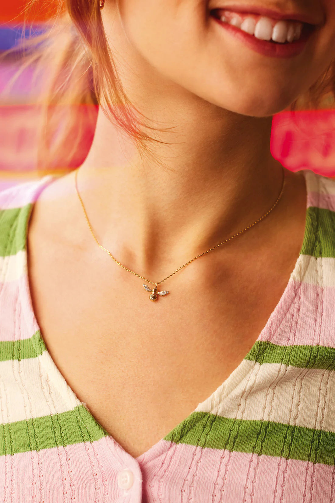 Estella Bartlett-Bee Necklace Sparkle Wings-EBN5355G