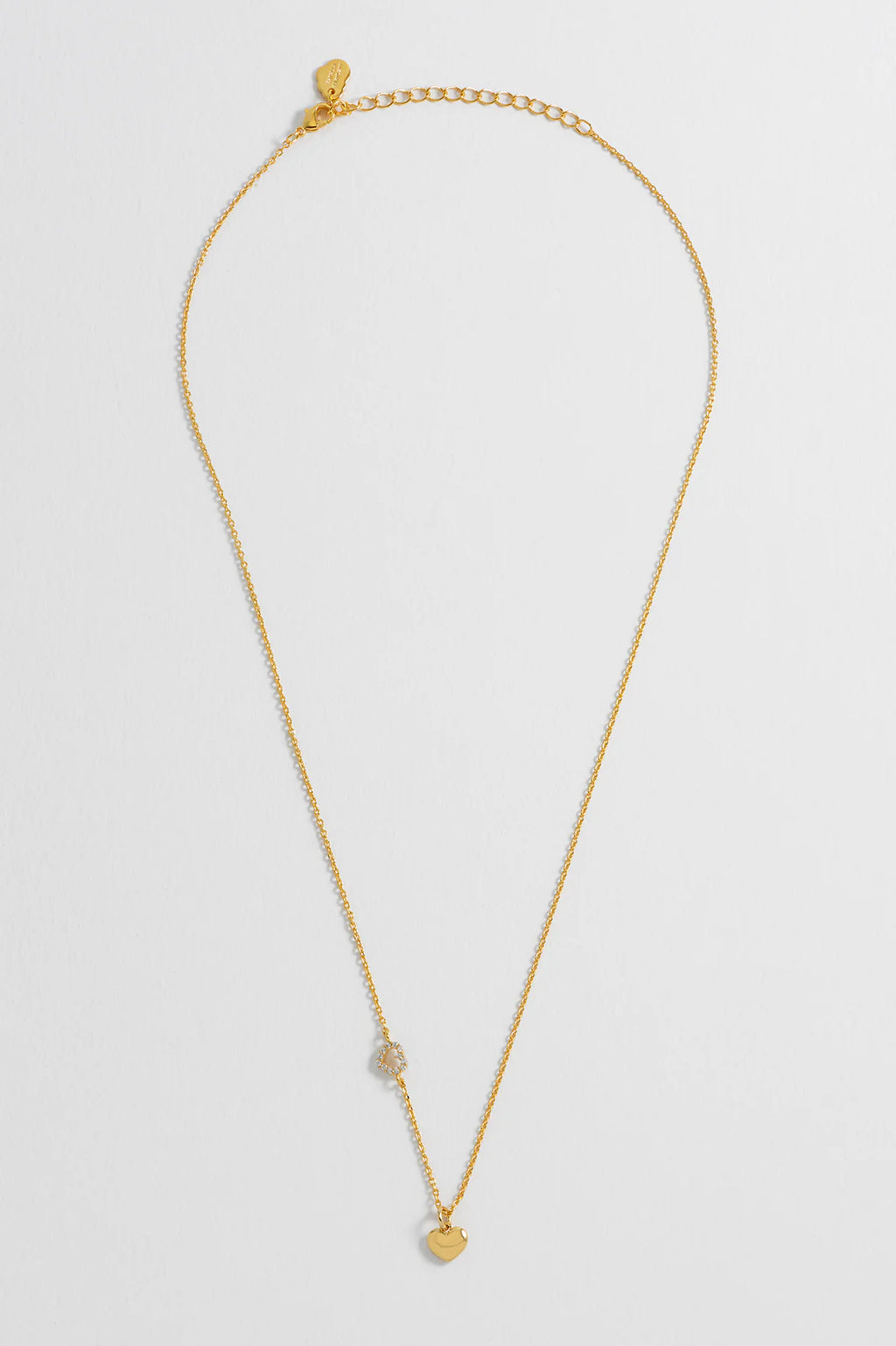 Estella Bartlett-Heart Charm with Open Cz Heart Necklace-EBN6642G