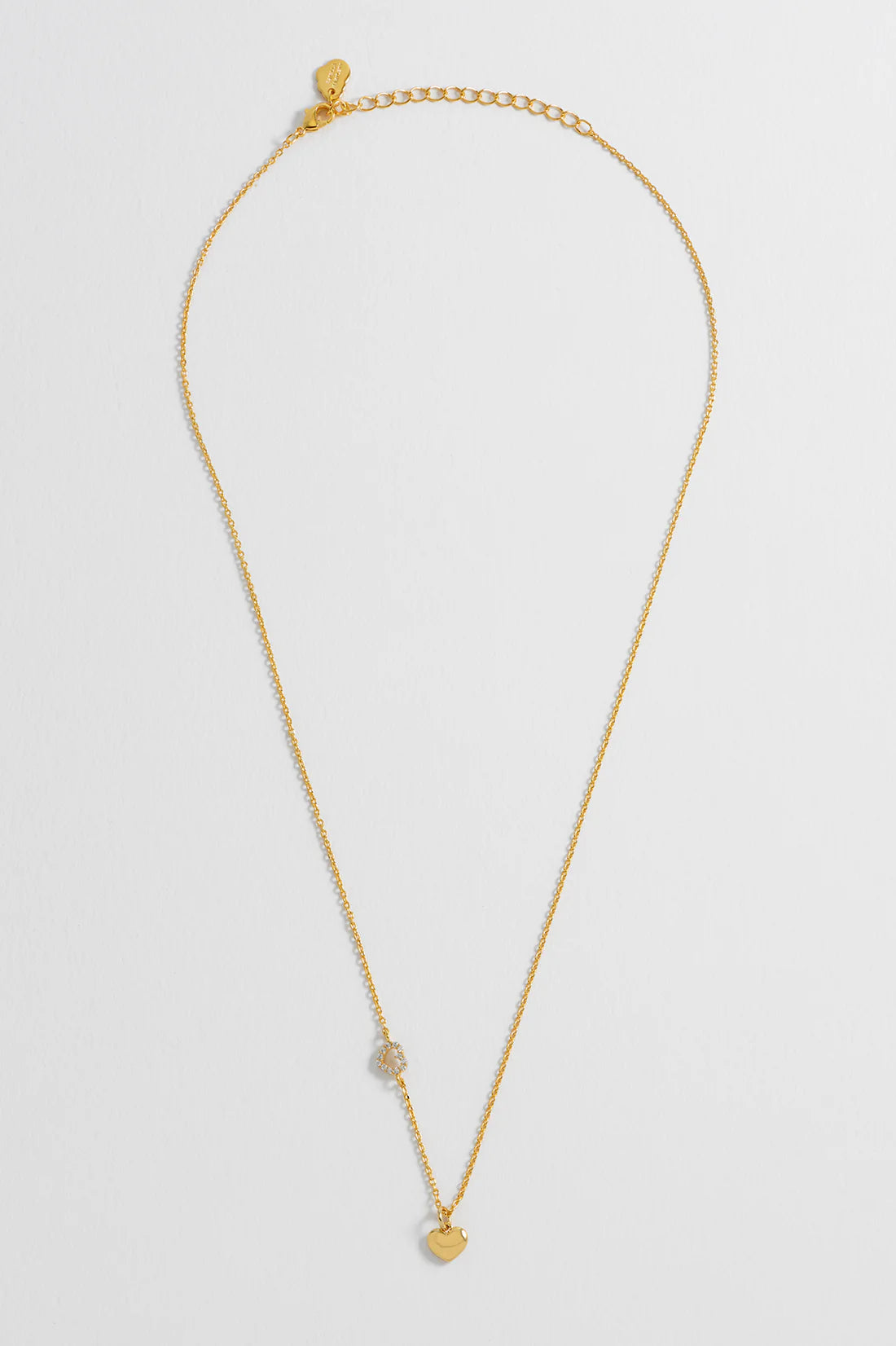 Estella Bartlett-Heart Charm with Open Cz Heart Necklace-EBN6642G