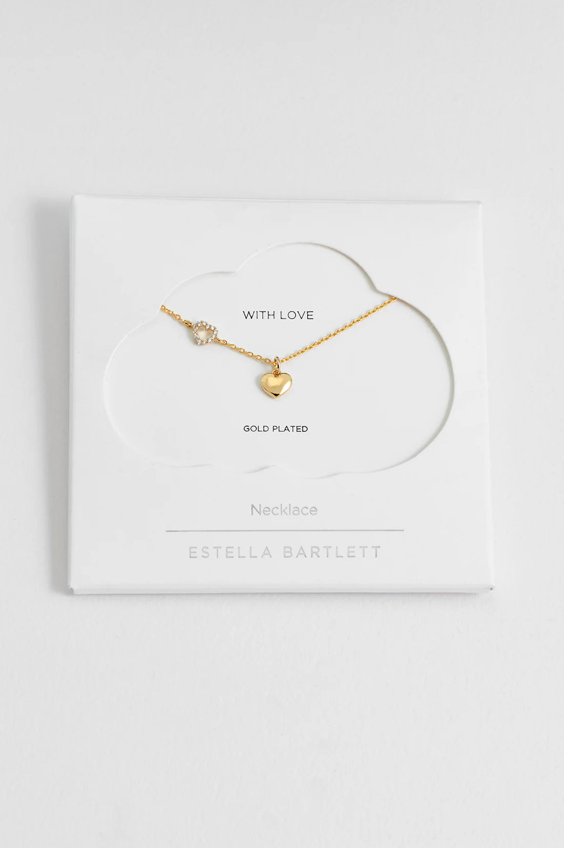 Estella Bartlett-Heart Charm with Open Cz Heart Necklace-EBN6642G