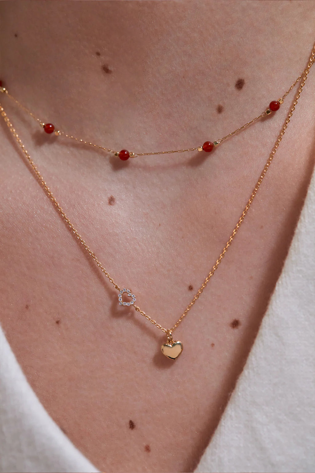 Estella Bartlett-Heart Charm with Open Cz Heart Necklace-EBN6642G