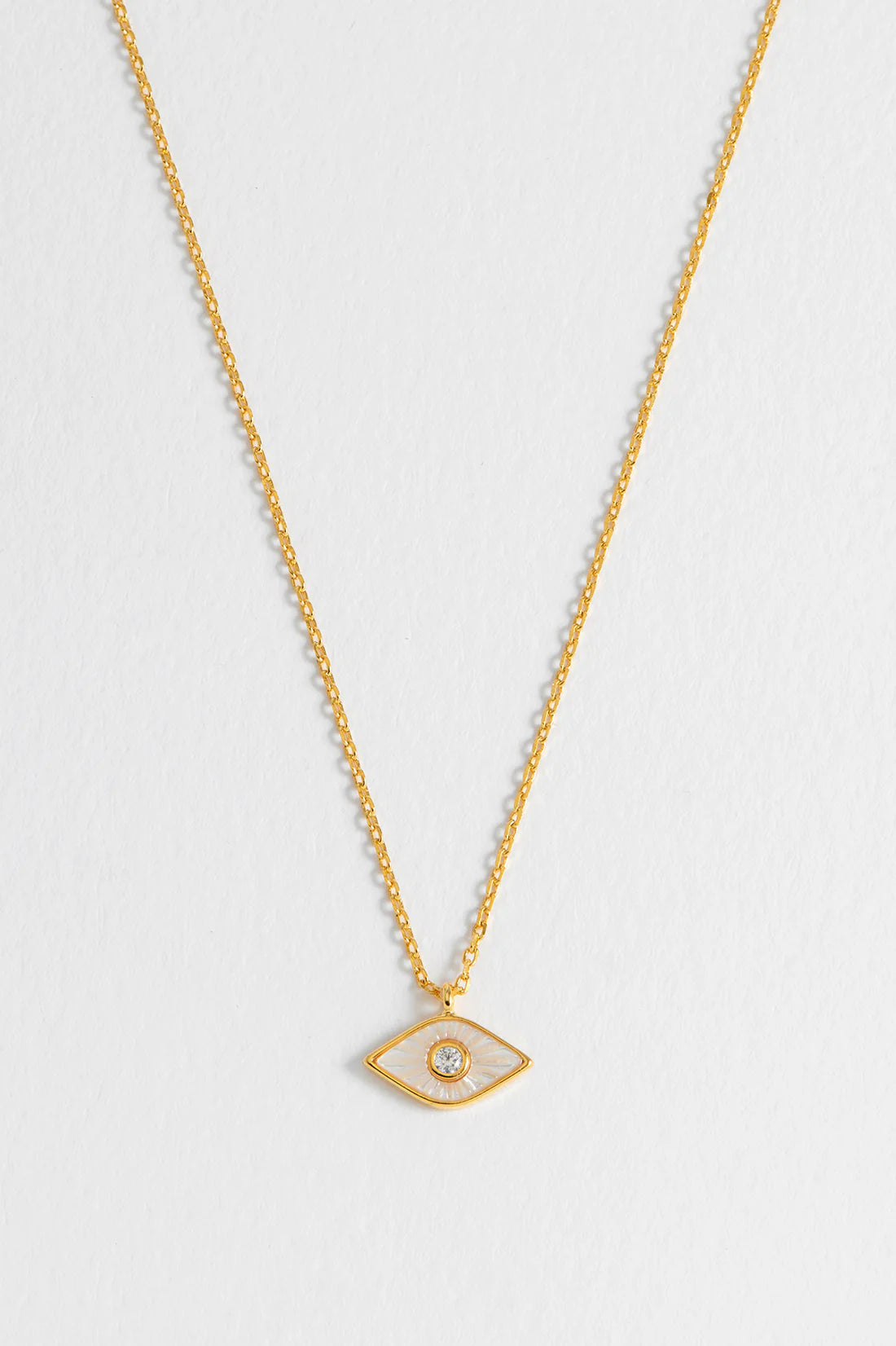 Estella Bartlett Pearl Evil Eye Necklace in Gold - EBN6649G