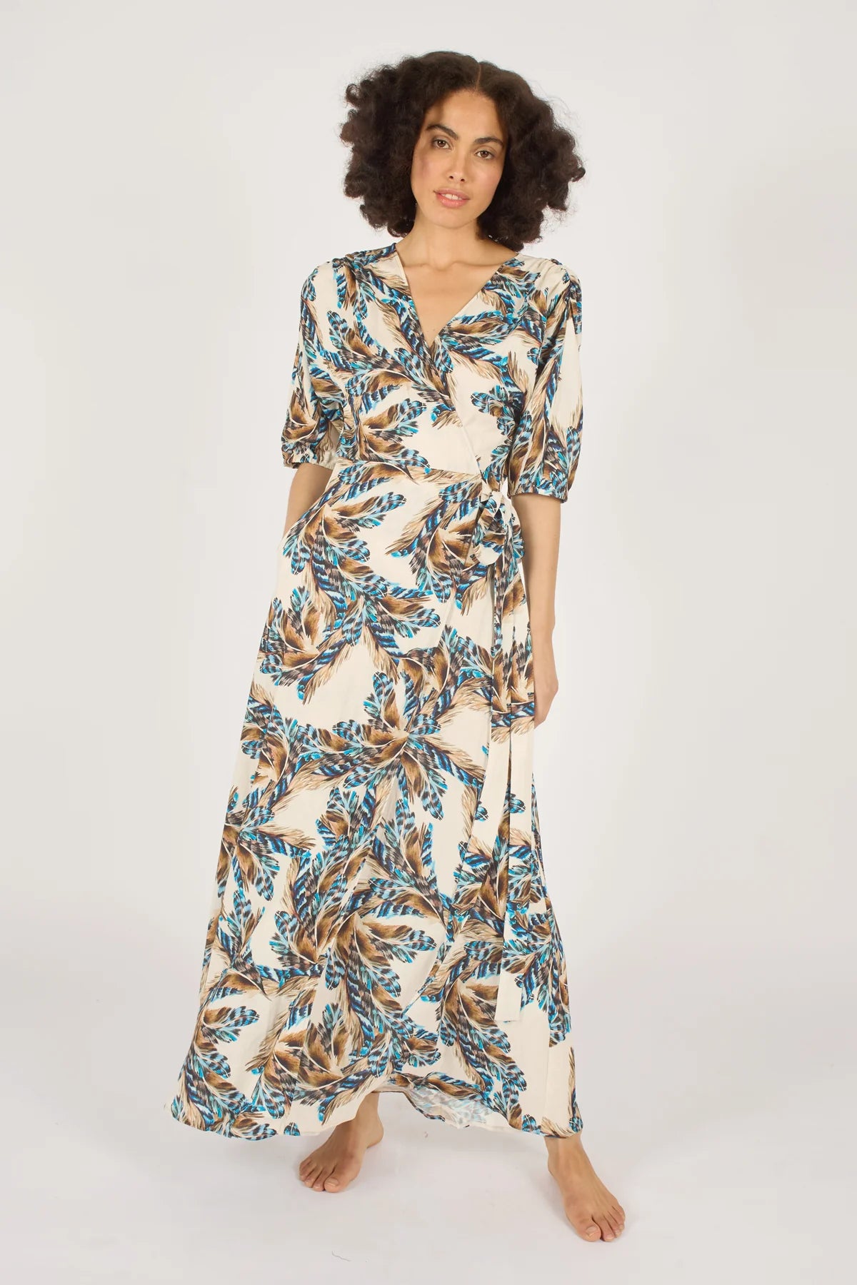 Traffic People Feckless Feathers Charlie Wrap Dress - FKF12821004