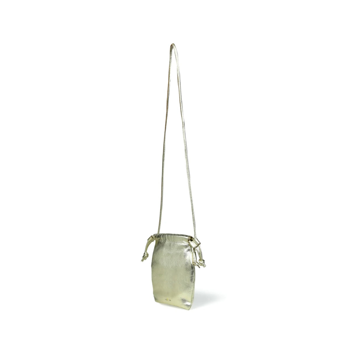 Bell & Fox - WILLOW Drawstring Crossbody Bag in Pale Gold Metallic Leather