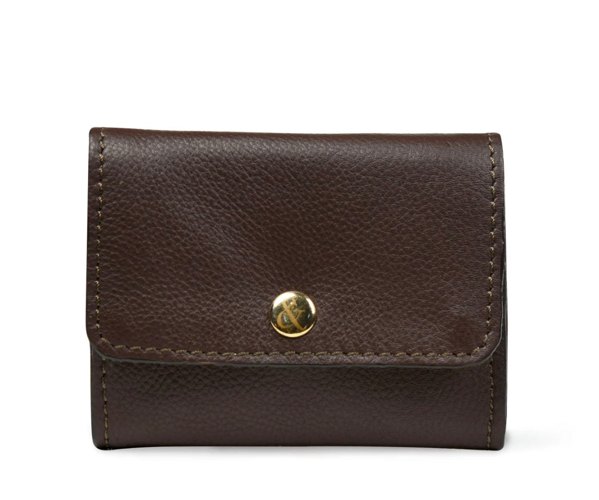 Bell & Fox-Amelie popper card holder purse with zip in chocolate