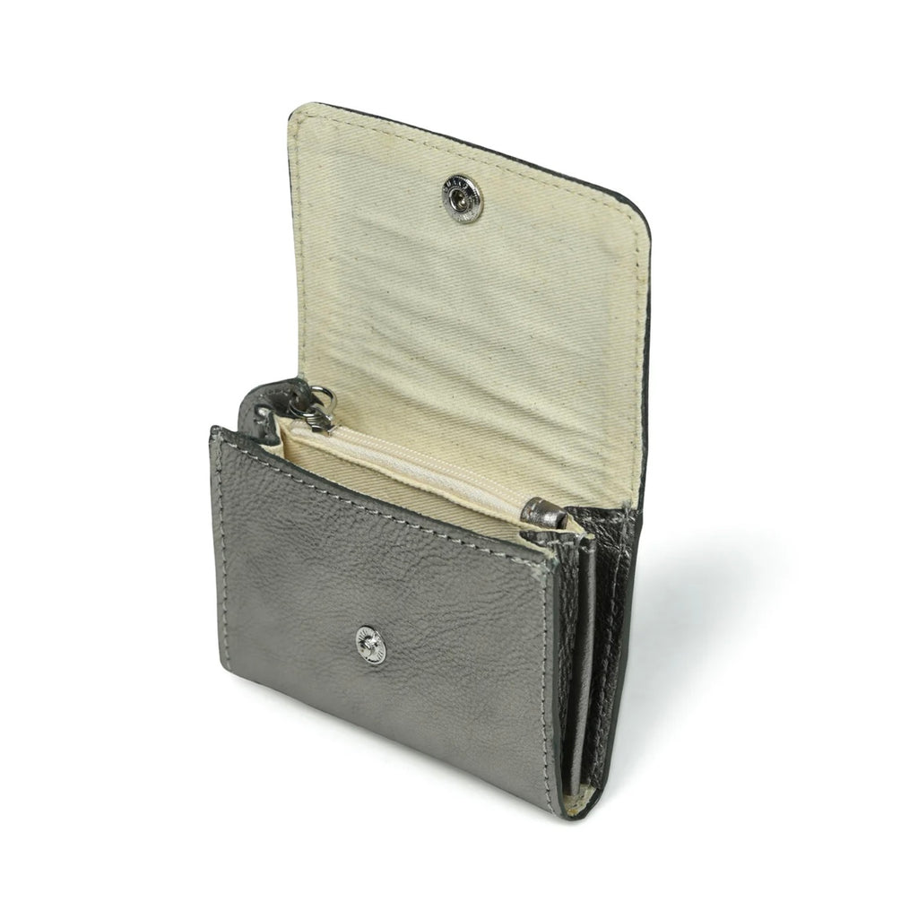 Bell & Fox Amelie Popper Card Holder Purse in Gunmetal Leather