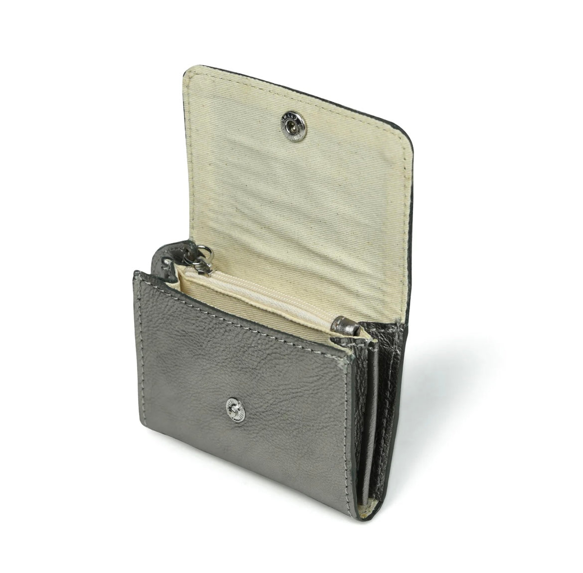 Bell & Fox Amelie Popper Card Holder Purse in Gunmetal Leather