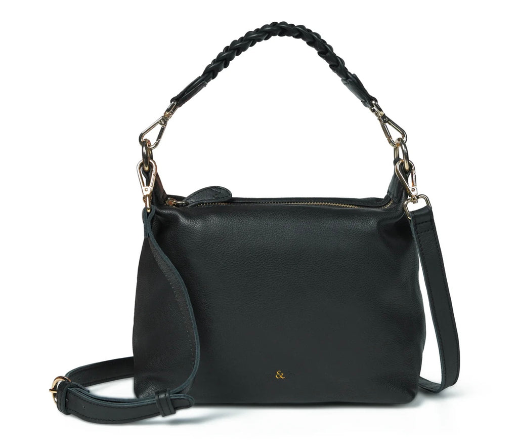 Bell & Fox- HALLIE Slouch Crossbody in Black Leather