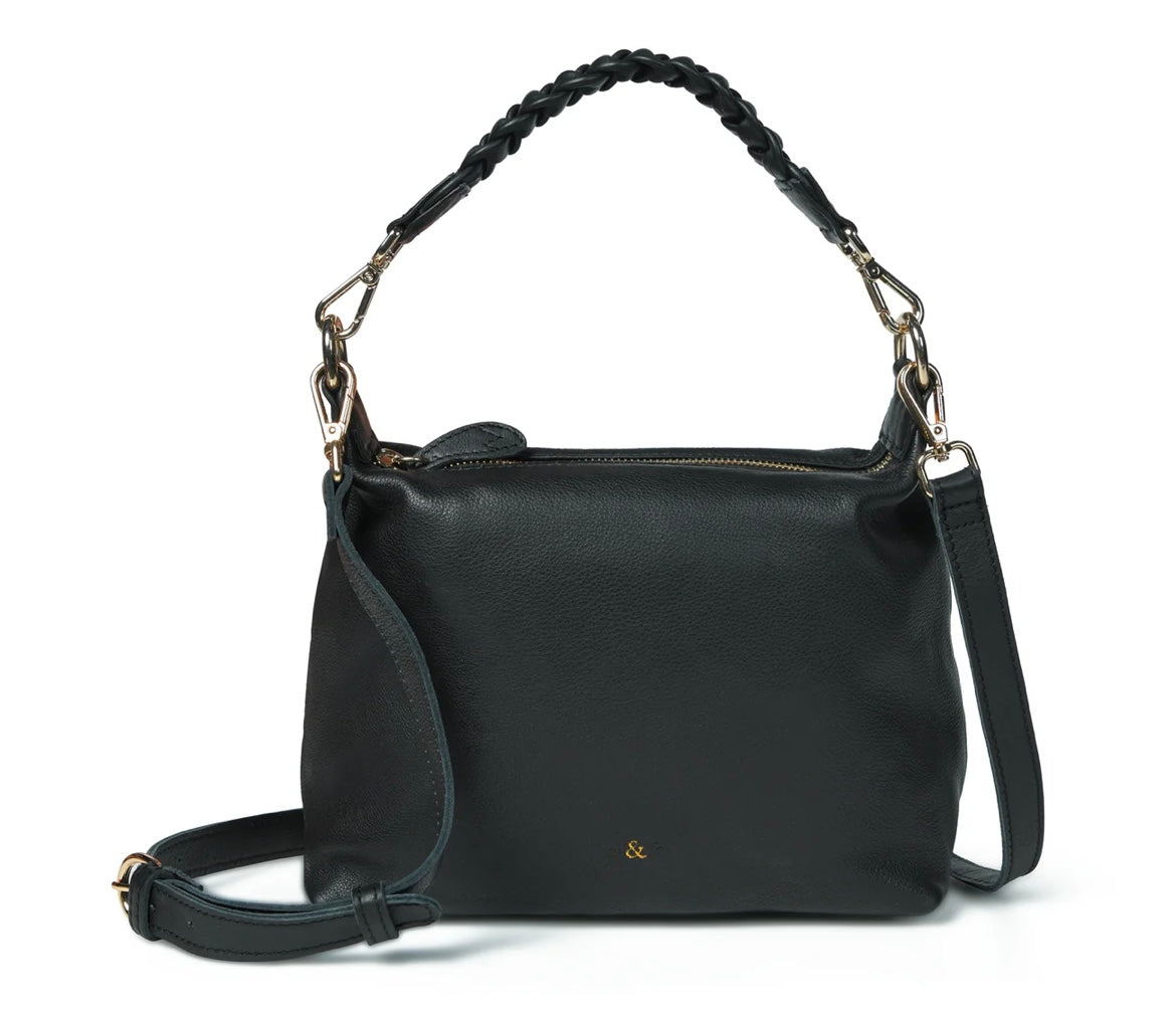 Bell & Fox- HALLIE Slouch Crossbody in Black Leather