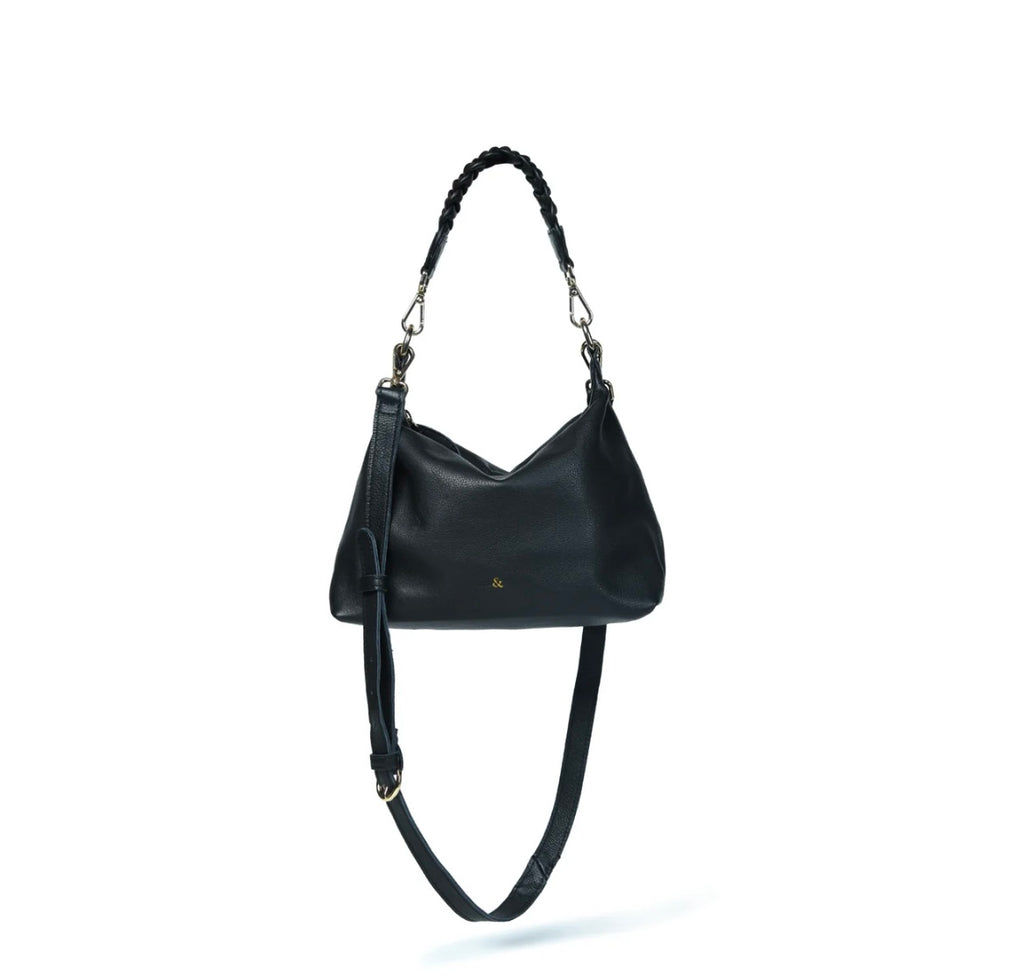 Bell & Fox- HALLIE Slouch Crossbody in Black Leather