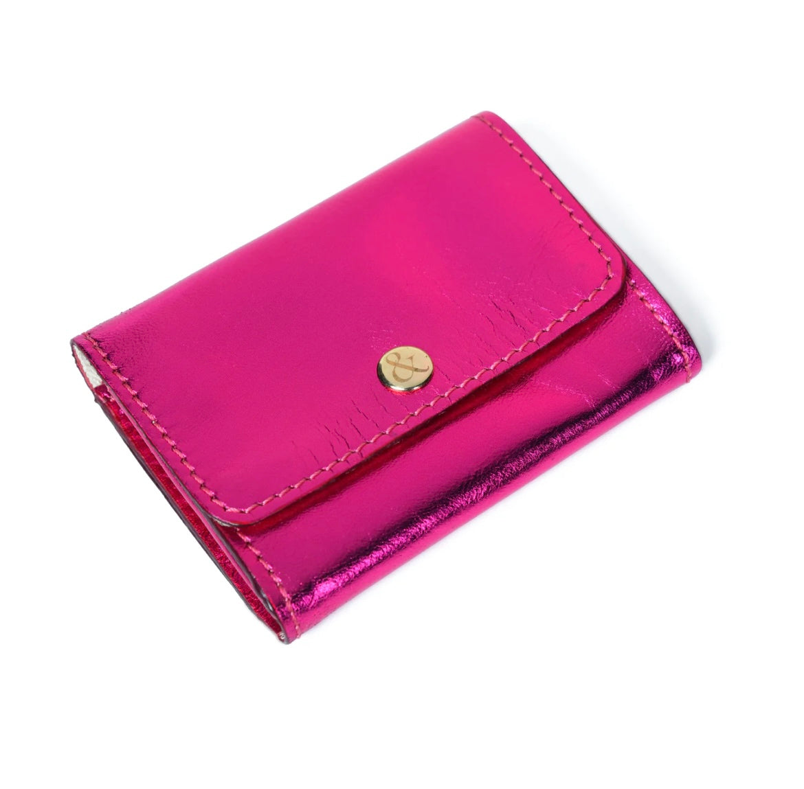 Bell & Fox-Amelie popper card holder purse with zip in fuschia metallic