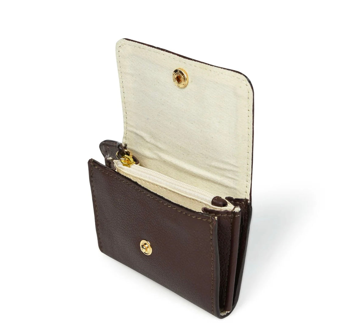 Bell & Fox-Amelie popper card holder purse with zip in chocolate