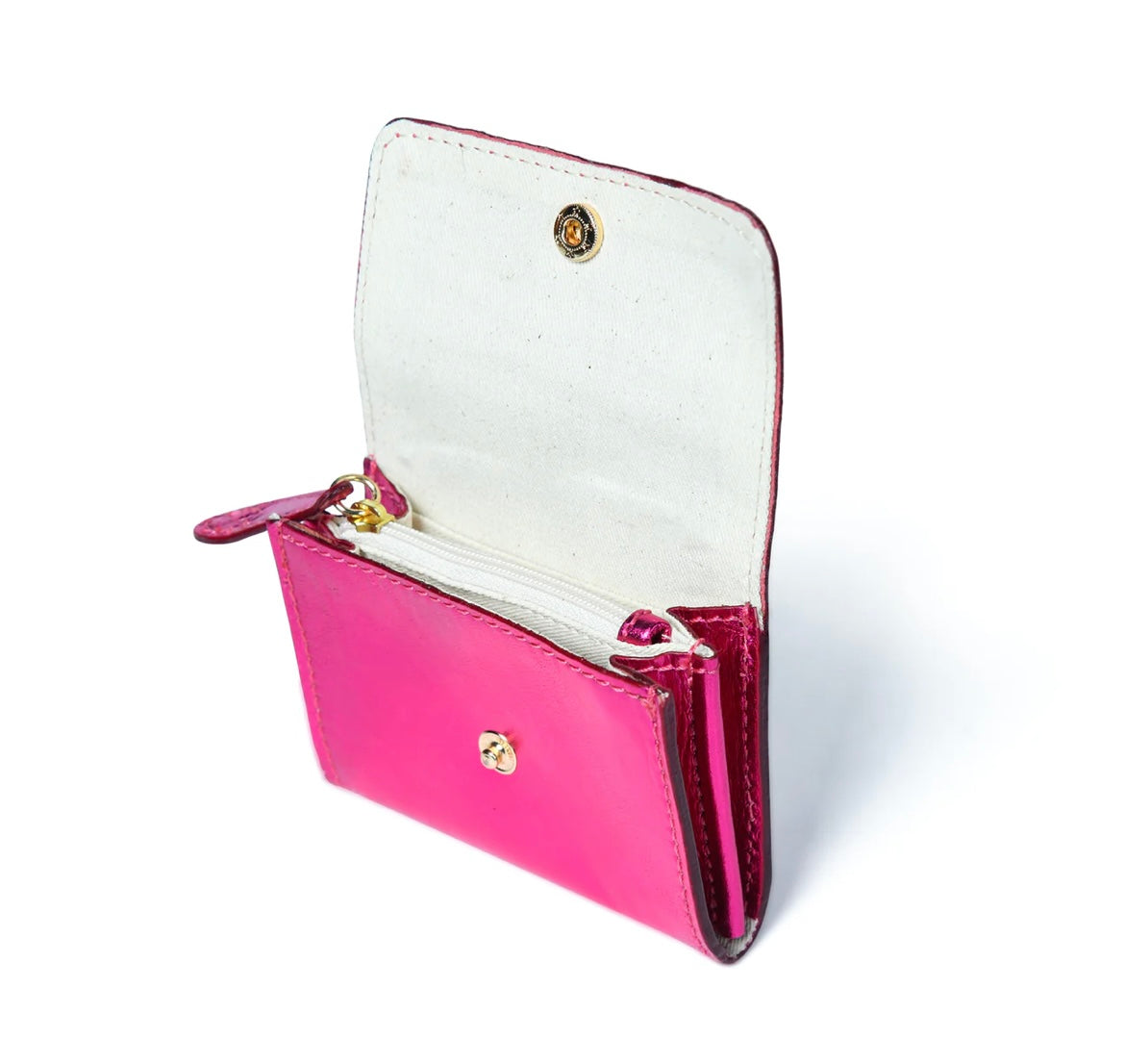 Bell & Fox-Amelie popper card holder purse with zip in fuschia metallic