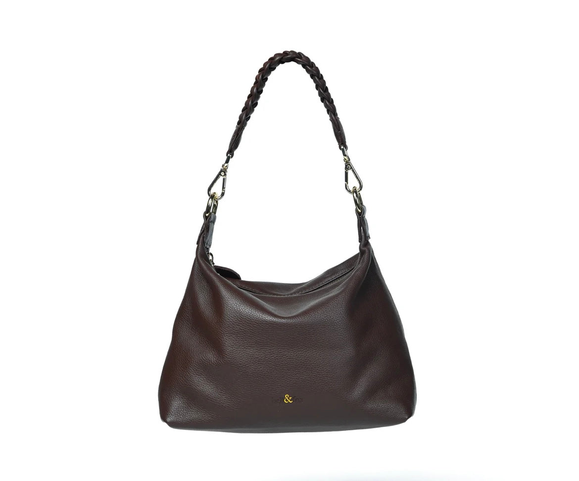 Bell & Fox- HALLIE Slouch Crossbody in Brown Leather