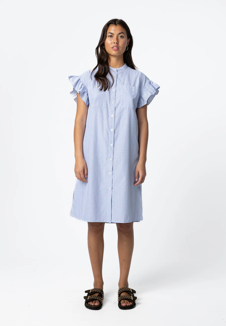 Coster Copenhagen Gwen Blue Striped Shirt Dress