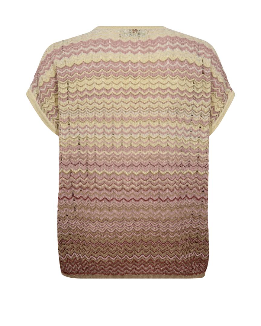 Mos Mosh Shani Zig-Zag V Neck Knit in Powder Pink - 170730