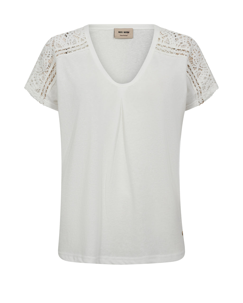 Mos Mosh Dayo V Neck Tee in White - 170940