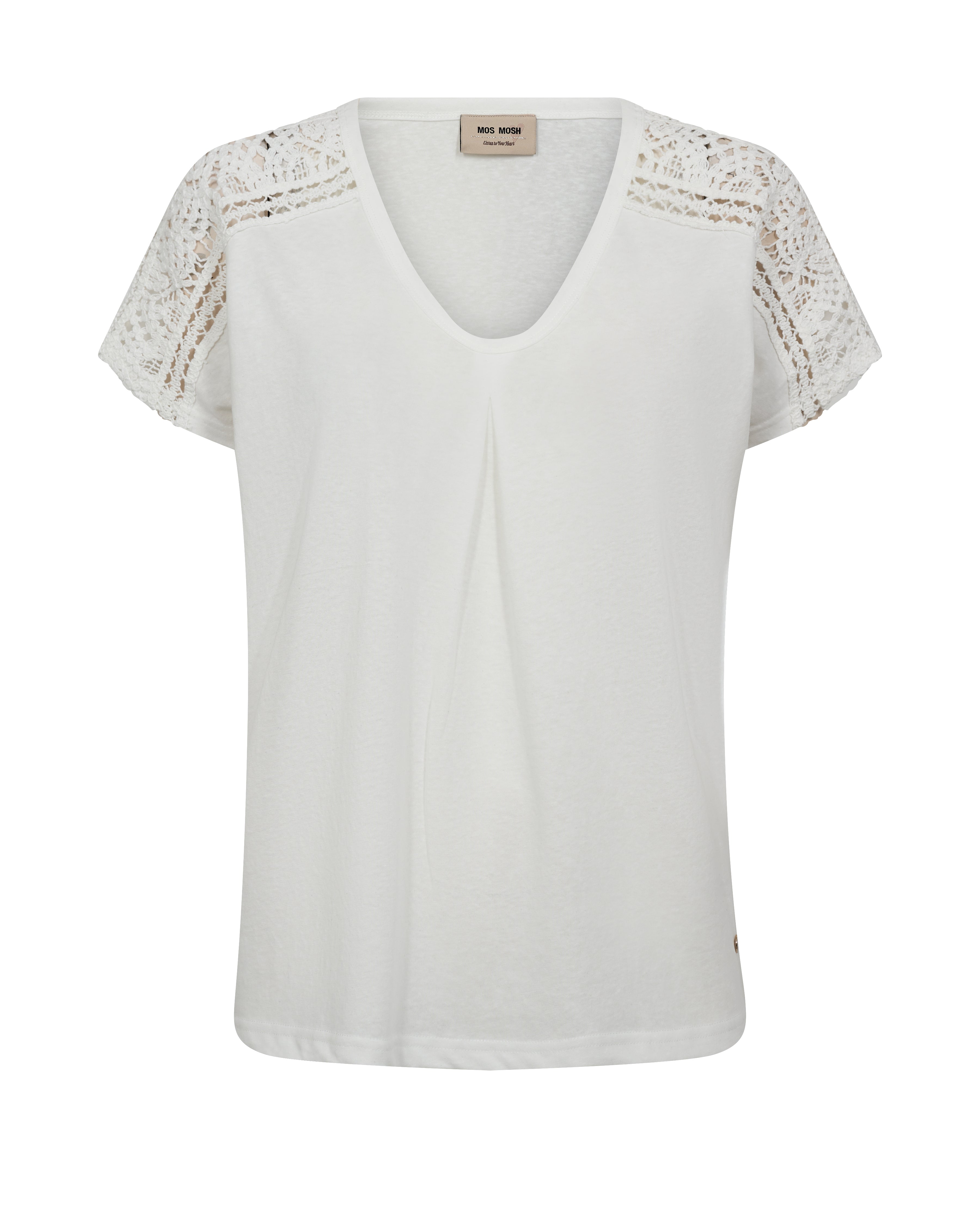 Mos Mosh Dayo V Neck Tee in White - 170940