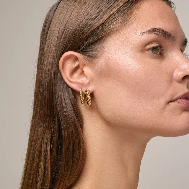 Enamel Copenhagen Large Ball Hoops in Gold