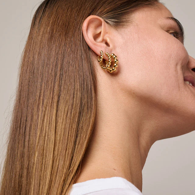 Enamel Copenhagen Large Ball Hoops in Gold