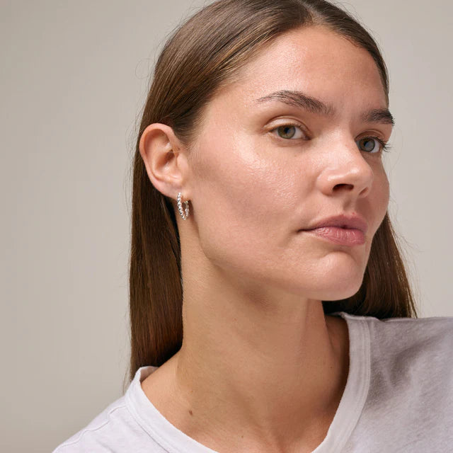 Enamel Copenhagen Large Ball Hoops in Silver