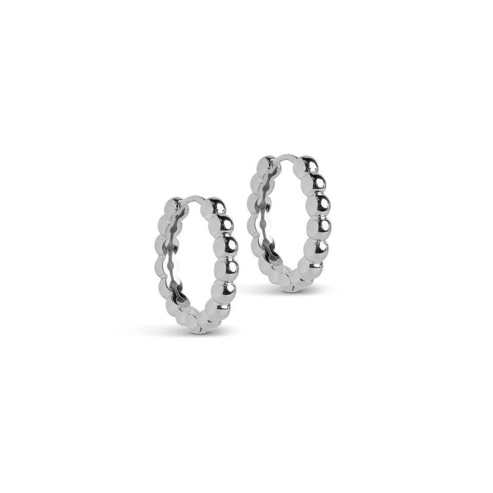 Enamel Copenhagen Large Ball Hoops in Silver
