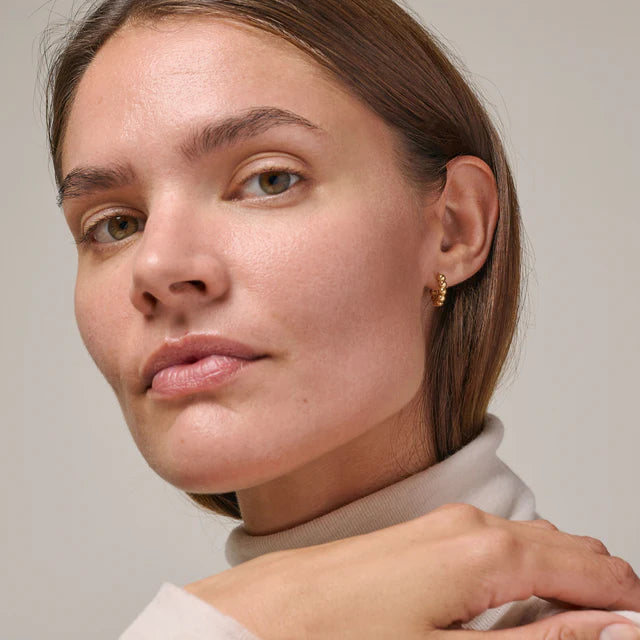 Enamel Copenhagen Small Ball Hoops in Gold
