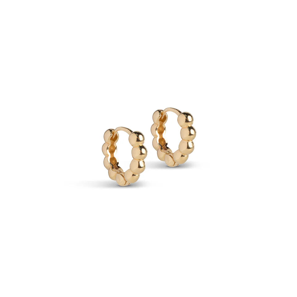 Enamel Copenhagen Small Ball Hoops in Gold