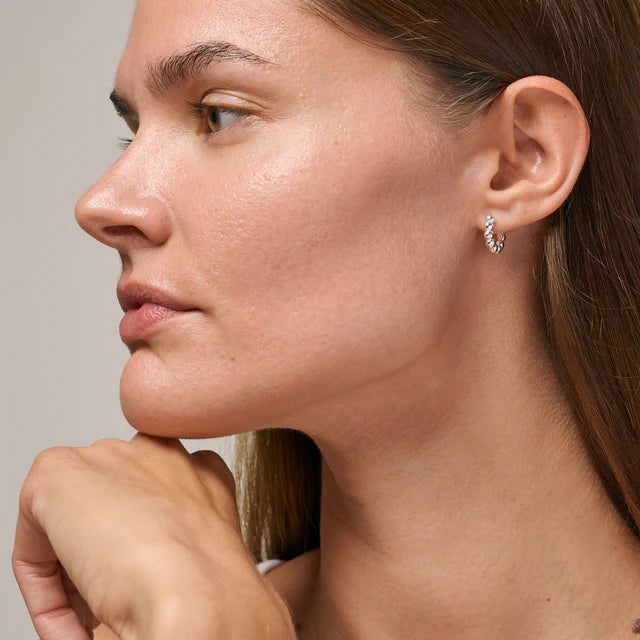 Enamel Copenhagen Small Ball Hoops in Silver